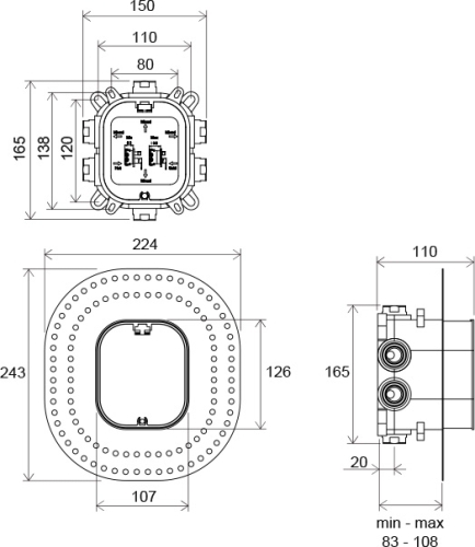 Ravak R-box Vari falsík alatti egység RB 072.50 (kizárólag FLAT csaptelephez) X070139