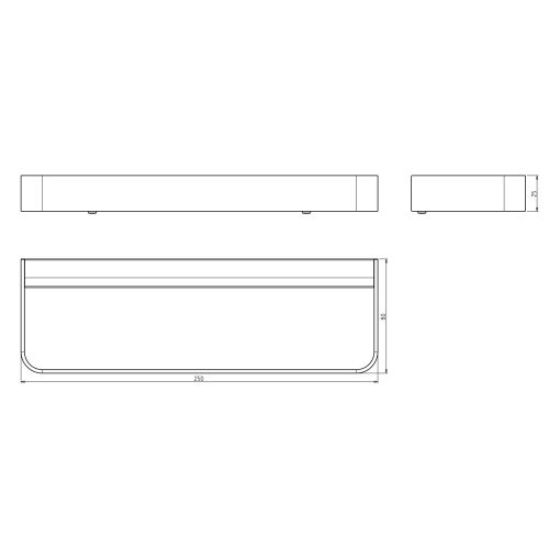 Sapho BELLA Törölközőtartó a szekrény oldalára, 250mm, matt fekete FA115NE