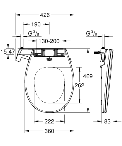 Grohe Bau Ceramic manuális bidés ülőke 39648SH0