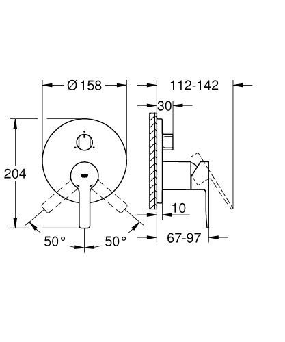 Grohe Lineare Egykaros keverő, 3-utas vátóval, króm 24095001