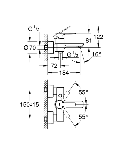 Grohe Lineare Egykaros kádcsaptelep, matt hard grafit 33849AL1