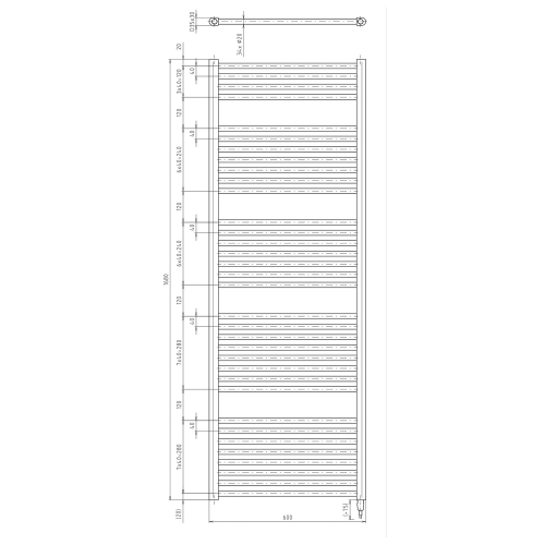 Sapho AQUALINE DIRECT-E 600x1680mm elektromos fürdőszobai radiátor, fehér ILE66T