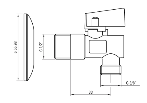 Deante 1/2 - 3/8 sarokszelep szűrővel VFA B62M