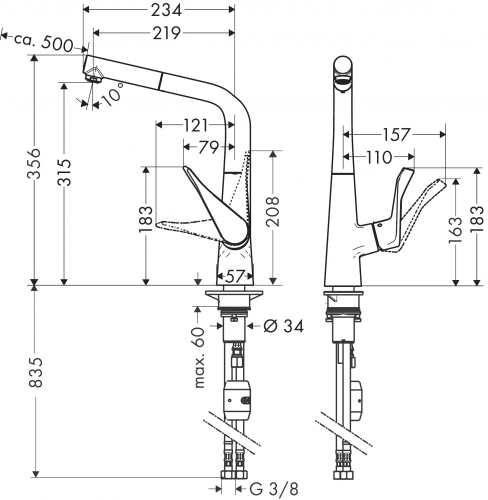 Hansgrohe Metris M71 Egykaros konyhai csaptelep 14781000