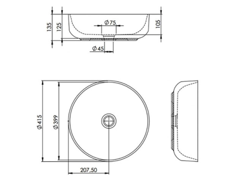 AREZZO design Lorca pultra ültethető mosdó matt fekete AR-145084