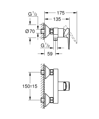 Grohe BauEdge egykaros zuhanycsaptelep 23635001