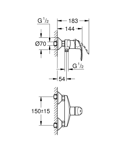 Grohe Eurosmart egykaros zuhanycsaptelep 32172002