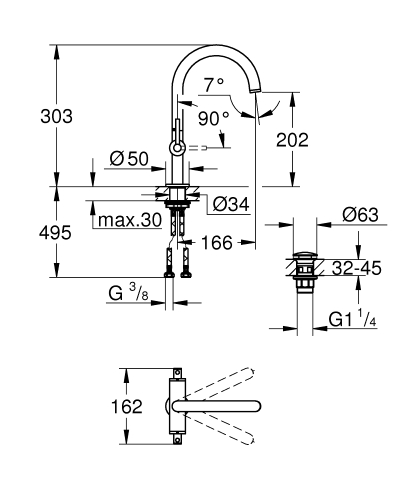 Grohe Atrio mosdócsaptelep L-es méret, matt szuperacél 21022DC3