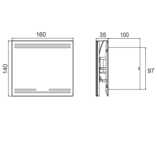 Sapho GLASS ventilátor, 8W, 100mm, fehér GS101