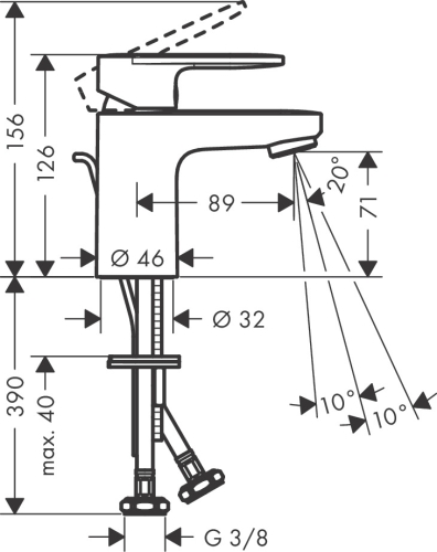 Hansgrohe Vernis Blend egykaros mosdócsaptelep 70, automata lefolyógarnitúrával 71550000