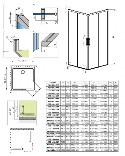 Radaway Idea Gold KDD 80 B zuhanykabin (egy ajtó), balos 387061-09-01L