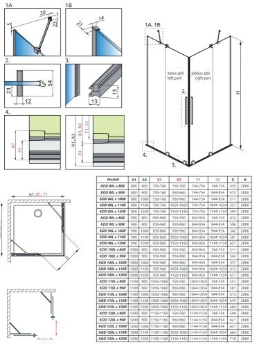 Radaway Furo Gold KDD 80 B zuhanykabin (egy ajtó), balos 10105080-09-01L