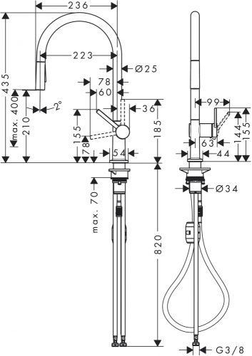 Hansgrohe Talis M54 Egykaros konyhai csaptelep 210 matt fekete 72800670