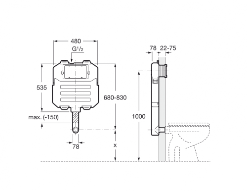 Roca Basic Tank beépíthető WC tartály álló wc-hez A890080200