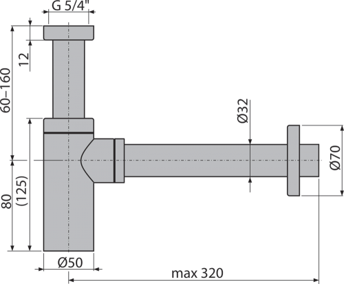 Alcaplast A400-GM-B DESIGN mosdószifon DN32, GUN METAL-szálcsiszolt matt