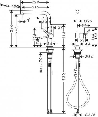 Hansgrohe Talis M54 egykaros konyhai csaptelep 270, matt fekete 72808670