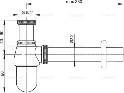 Alcaplast A431 Mosdószifon DN32, 5/4