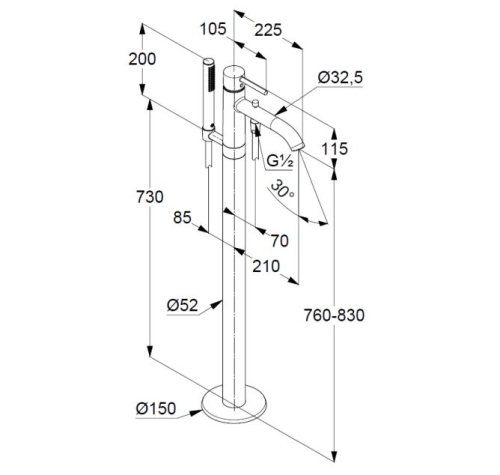 KLUDI BOZZ S-pointer kádtöltő- és zuhanycsap, króm 385900576