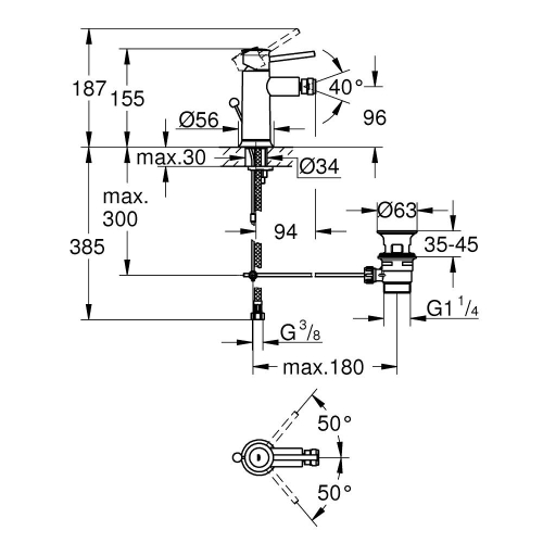 Grohe Start Classic egykaros bide csaptelep 23785000