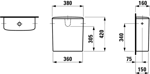 Laufen Palace WC öblítőtartály, vízcsatlakozás oldalt (bal vagy jobb) H8287020009721