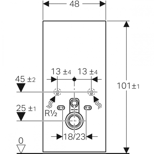 Geberit Monolith 101 szanitermodul fali WC-hez, fekete üveg/alumínium fekete króm 131.021.SJ.6