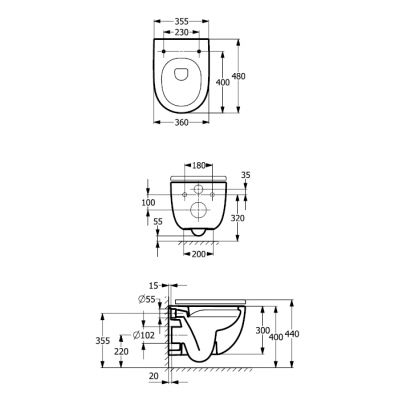 Roca Meridian Compact rimless fali WC-csésze 48 cm-es A346244000