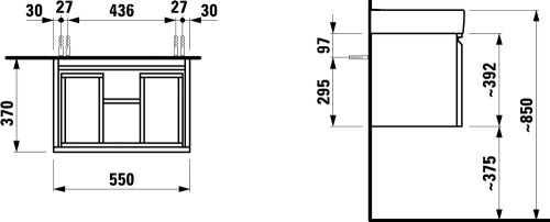 Laufen Pro S mosdószekrény 818959 tip. mosdóhoz, matt fehér H4830310954631