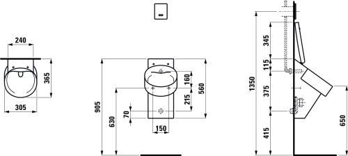 Laufen Val leszívó rendszerű rimless vizelde matt fehér H8402817570001