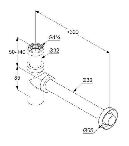 Kludi design buraszifon G 1 1/4, matt fekete 1002039-00