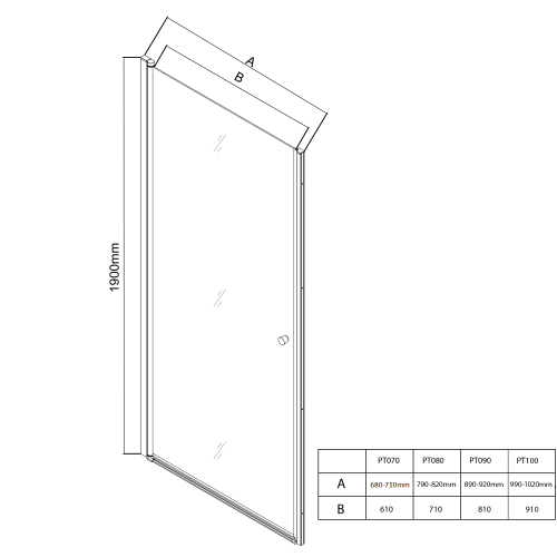 Sapho AQUALINE PILOT nyíló zuhanyajtó, 800mm, matt üveg PT080M