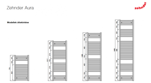 Zehnder Aura egyenes fehér fürdőszobai csőradiátor 1217x600 mm PBN-120-060