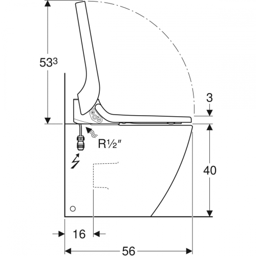 Geberit AquaClean Tuma Comfort álló WC komplett higiéniai berendezés, falhoz illeszthető fekete üveg 146.310.SJ.1