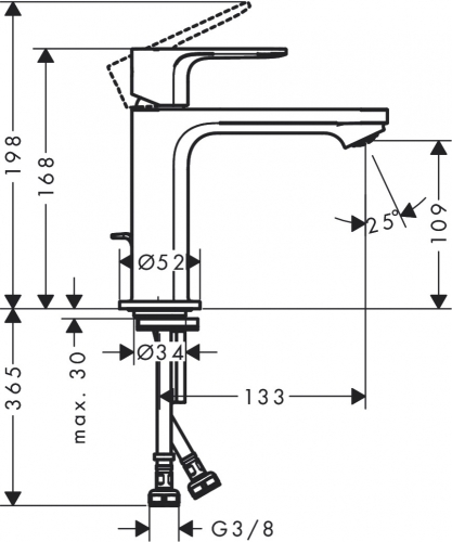 Hansgrohe Rebris S Egykaros mosdócsaptelep 110, automata lefolyógarnitúrával, CoolStart króm 72519000