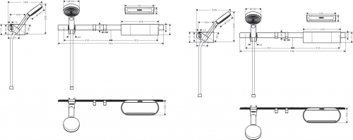 Hansgrohe WallStoris Kézizuhany szett 105, 3 jet EcoSmart Activation, zuhanyrúd 70cm, tároló szett matt fehér 24291700