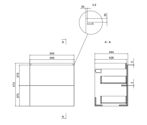 Cersanit Larga 60 cm alsószekrény mosdóval S801-439