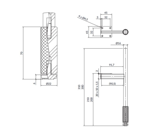 Cersanit Larga bútorláb 2 db, arany S599-0151