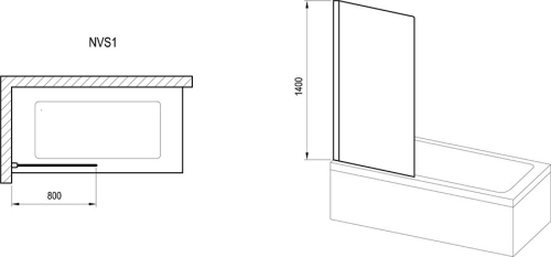 Ravak Nexty NVS1-80 kádparaván fekete+transparent 7O840300Z1