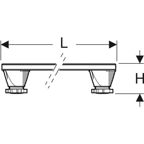 Geberit lábkészlet 140 cm-es gyantakő zuhanytálcákhoz, 9-21cm magas (3 db 80cm hosszú keresztelem és 6 db láb) 554.961.00.2