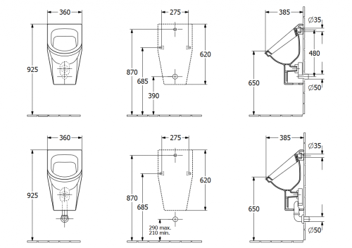 Villeroy & Boch Architectura elszívó rendszerű piszoár 55740001