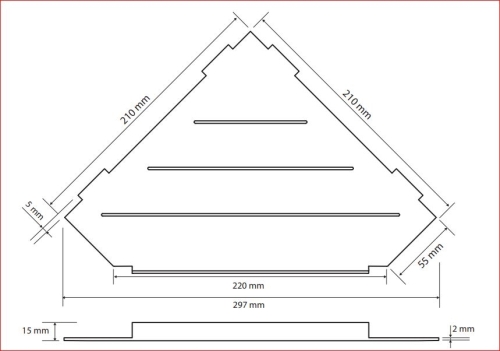 Sapho BEMETA CYTRO beépíthető polc, 297x15x210mm, csiszolt 101302455