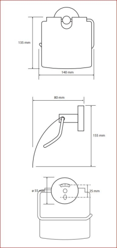 Sapho BEMETA BRILO fali WC-papírtartó, 140x155x80mm, arany 161112010