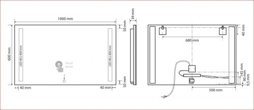 Sapho BEMETA TÜKRÖK tükör LED világítással, 1000x600x39mm, 4,99W (101301137)