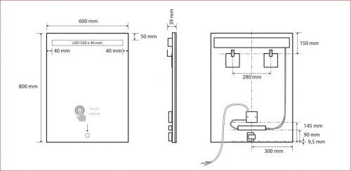 Sapho BEMETA TÜKRÖK tükör LED világítással, 600x800x39mm, 4,99W (101201107)