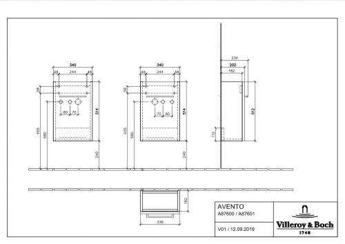 Villeroy & Boch Avento alsószekrény balos zsanér Stone Oak A87600RK