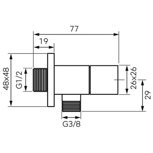 Ferro Quadro sarokszelep 1/2-3/8, fekete Z293-BL