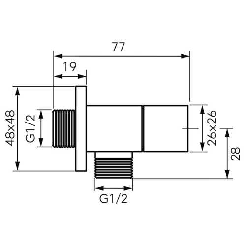 Ferro Quadro sarokszelep 1/2-1/2, fekete Z294-BL