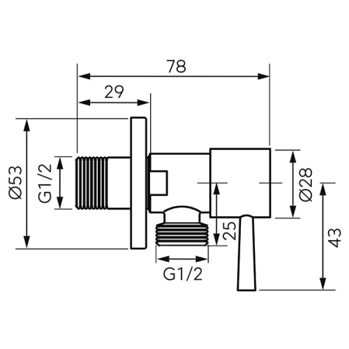 Ferro Rotondo sarokszelep 1/2-1/2, fekete Z296-BL