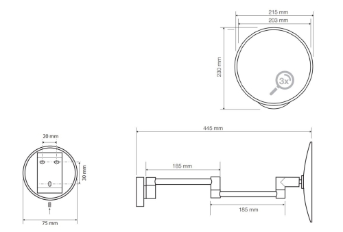 Sapho BEMETA 203mm kozmetikai tükör, króm 116301522