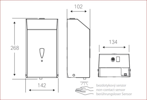 Sapho BEMETA HOTEL Automata szappanadagoló, 142x268x102mm, 1100ml, inox 105109345