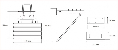 Sapho BEMETA HELP Lehajtható zuhany ülőke támasztékkal, 462x120x450mm, fehér 301102184